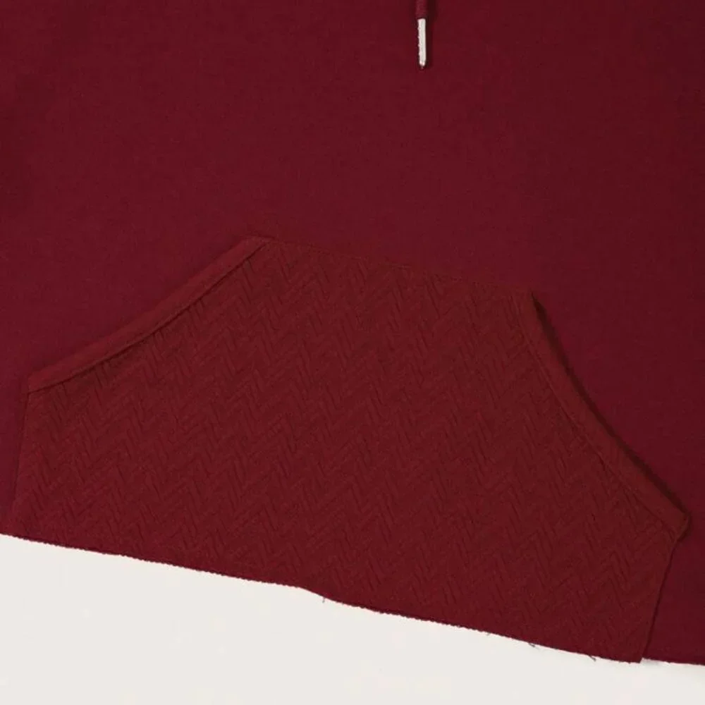 NWOT MAROON DARK RED HOODIE | KANGAROO POCKET DROP SHOULDER DRAWSTRING | BURGUND - Picture 6 of 8